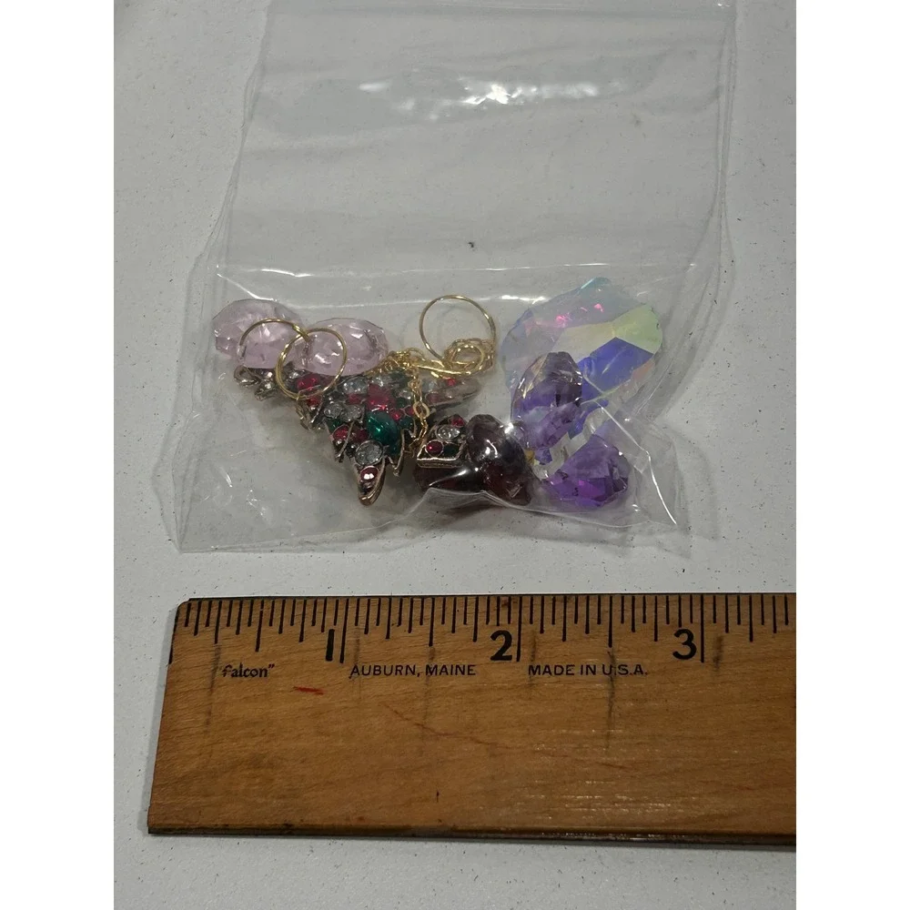 H&D Hyaline & Dora Crystal Christmas Tree Ornament Set of 2  + 4pc LED Lights